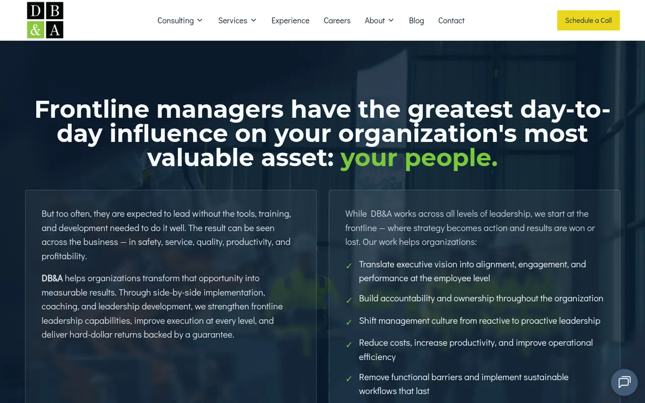 DB&A actual website screenshot