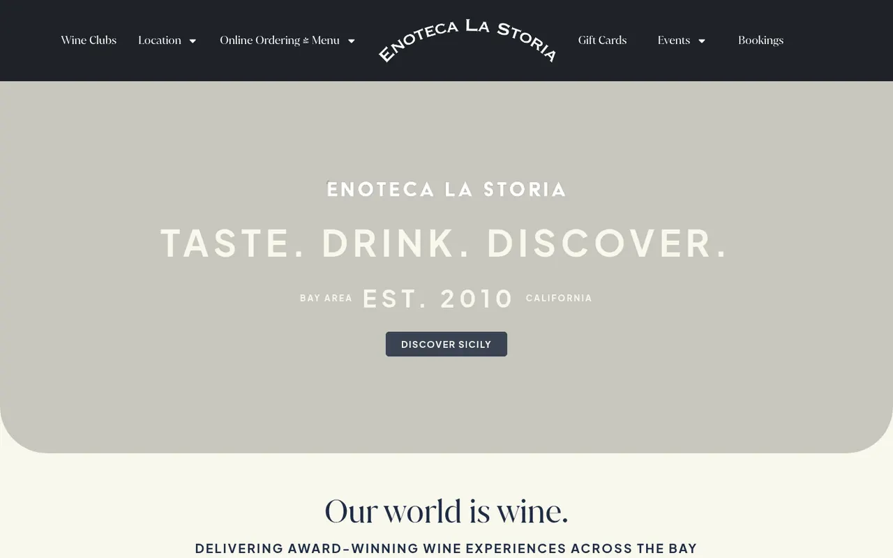 Enoteca La Storia actual website screenshot