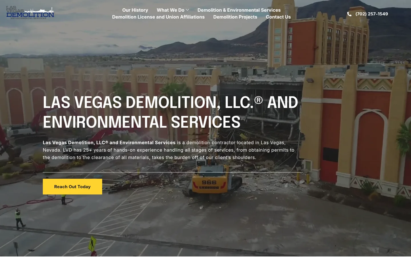 Las Vegas Demolition actual website screenshot