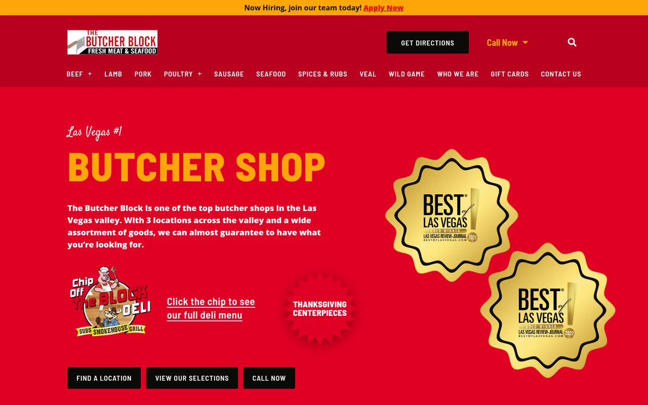 The Butcher Block actual website screenshot