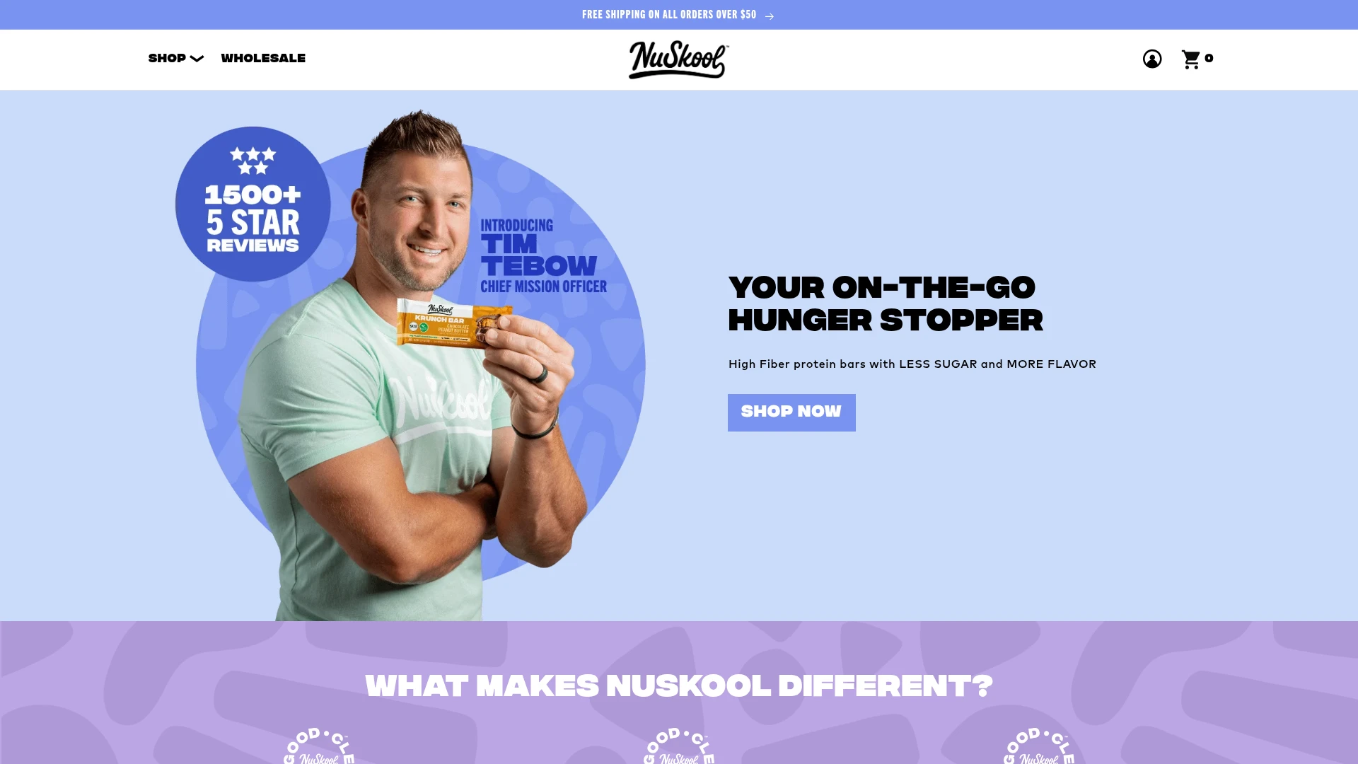 NuSkool actual website screenshot