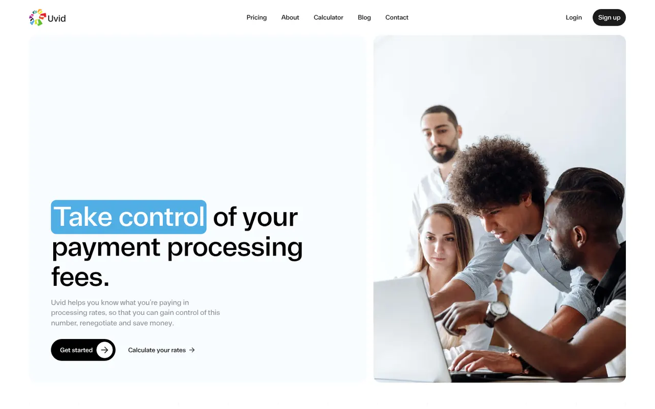 Uvid actual website screenshot