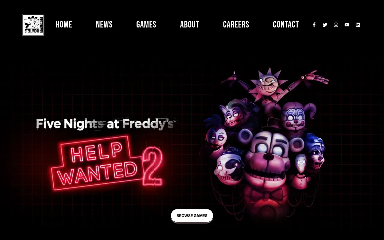 Steel Wool Studios actual website screenshot