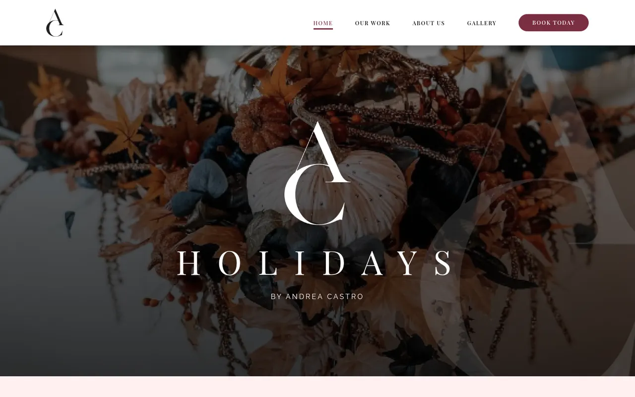 Holidays by Andrea Castro actual website screenshot