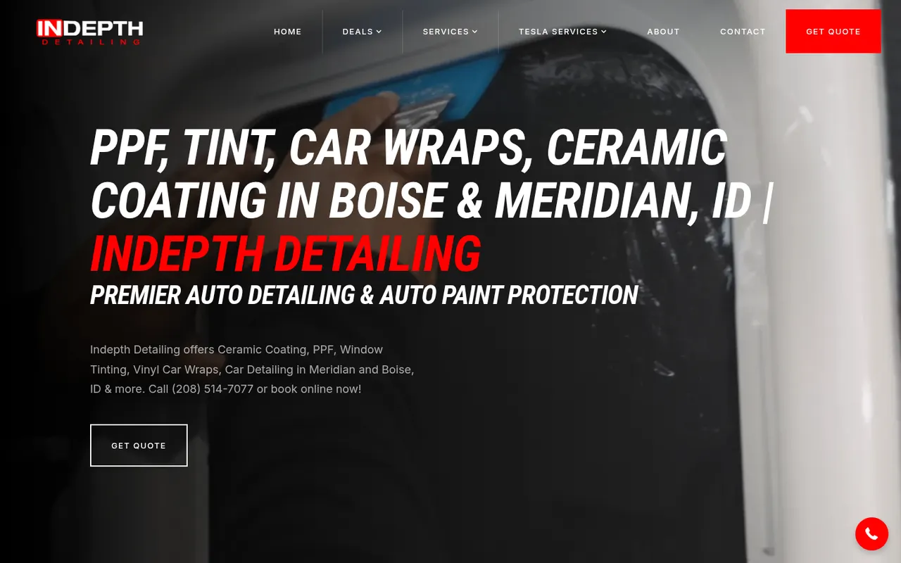 In Depth Detailing actual website screenshot
