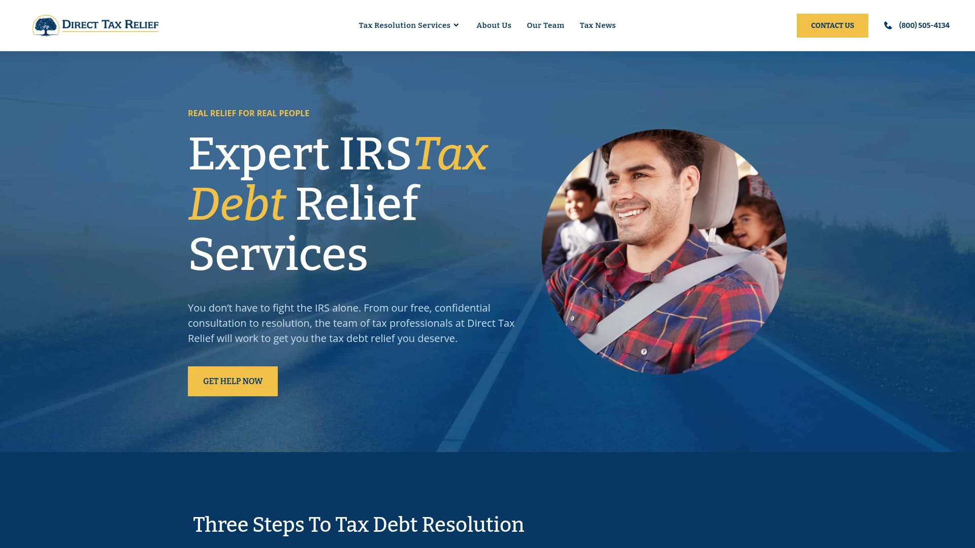 Direct Tax Relief actual website screenshot
