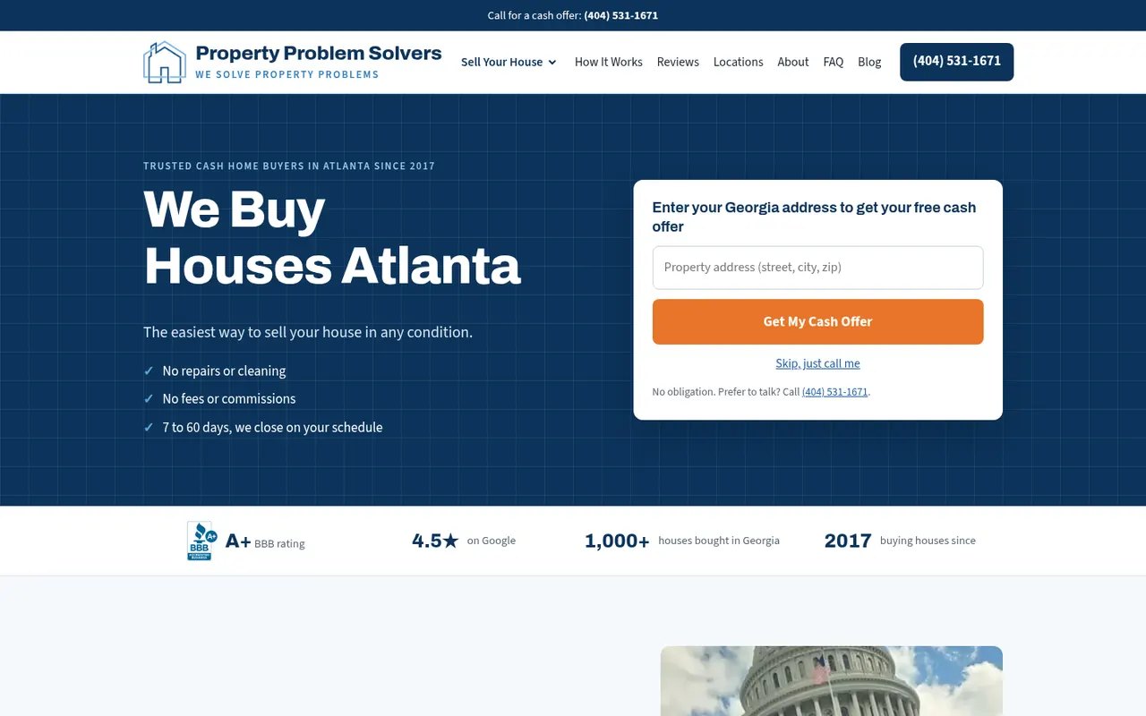 Property Problem Solvers actual website screenshot