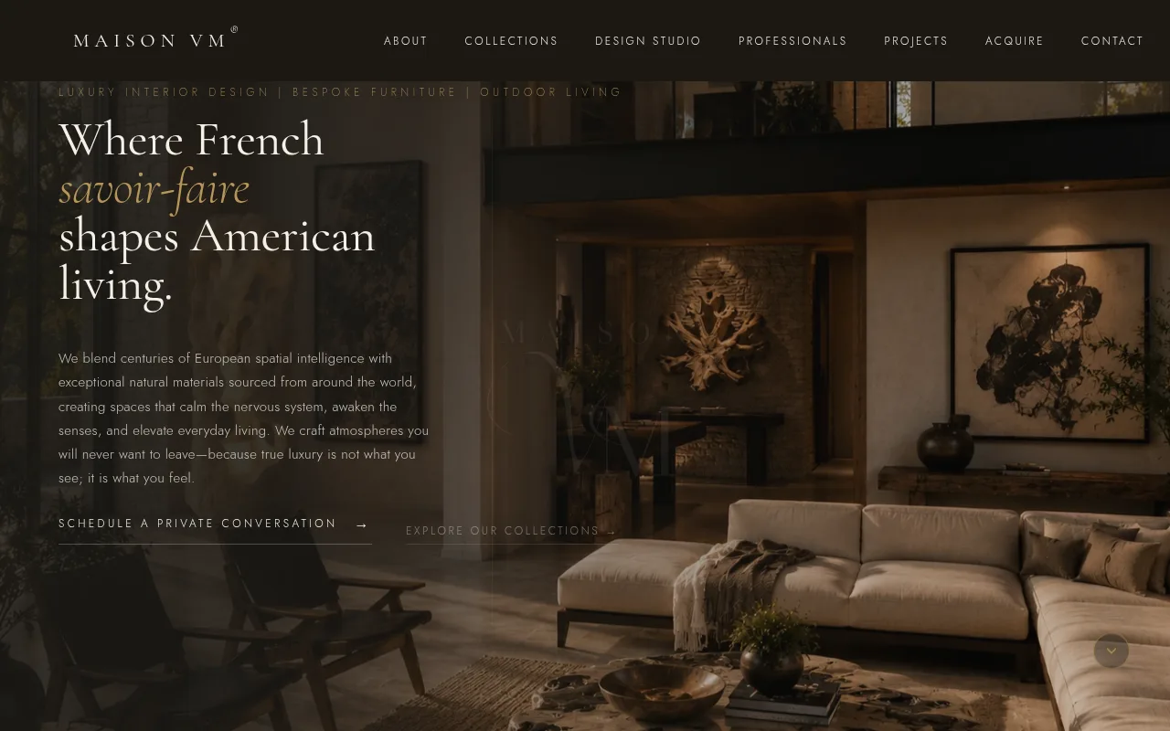 Maison VM actual website screenshot